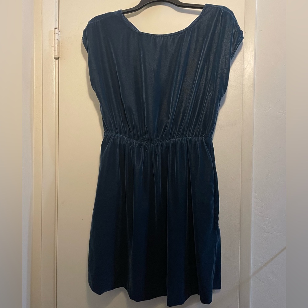 Gap Velvet Skater Dress Prussian Blue